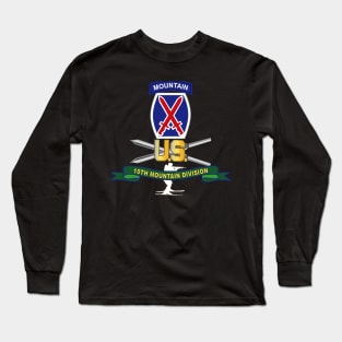 10th Mountain Division - SSI w Ski Branch - Ribbon X 300 Long Sleeve T-Shirt